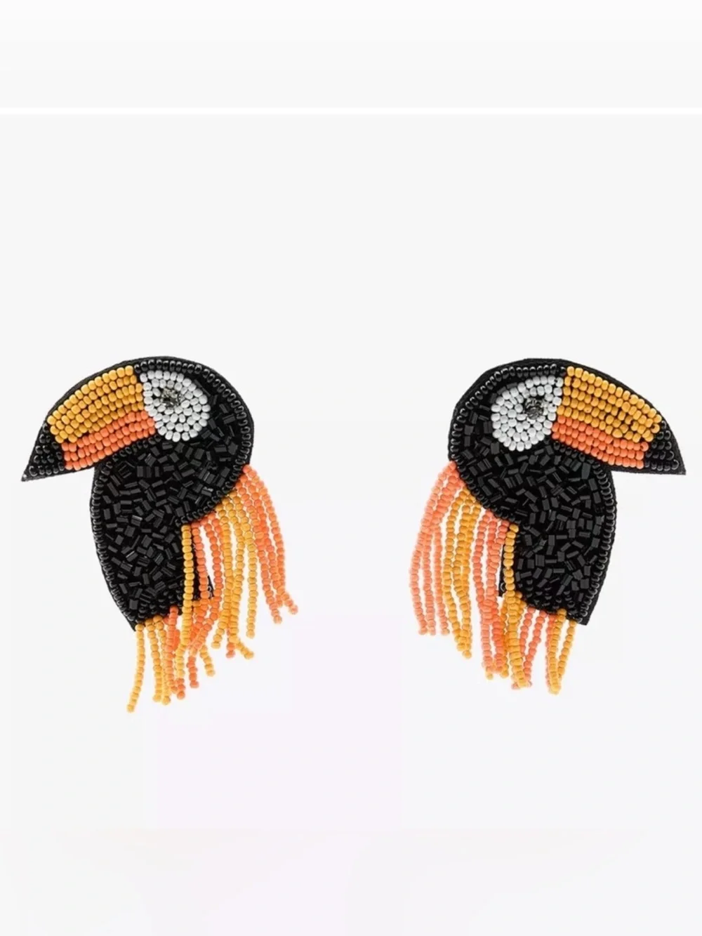 Zara Toucan Beaded Fringe Earrings